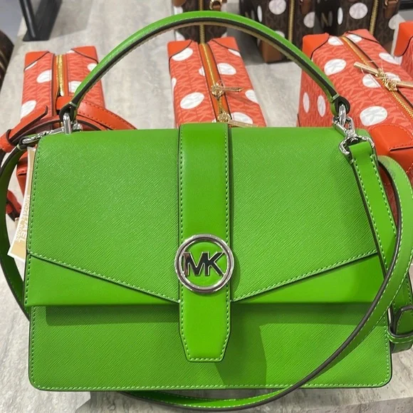 Michael Kors Greenwich Medium Saffiano Leather Satchel Crossbody Shoulder Bag - Picture 2 of 16